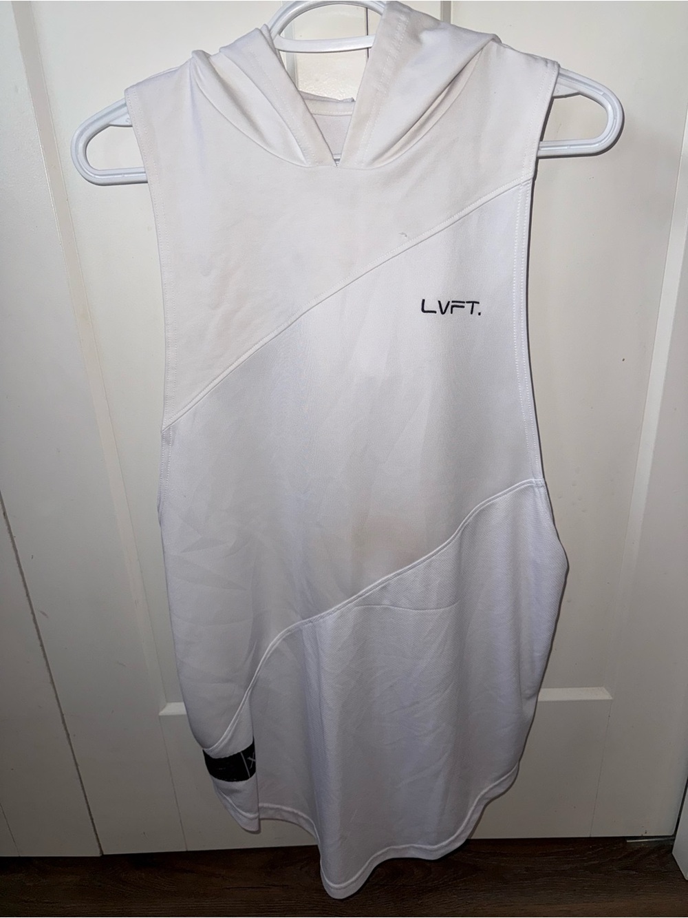 Men's White Sleeveless Hoodie Tank